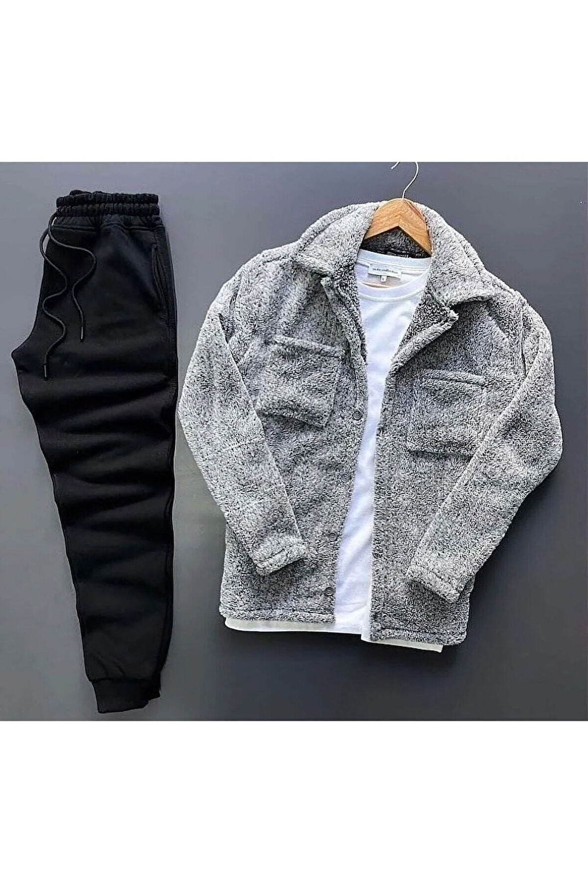 Peluş Hırka Ceket Ve Eşofman Alt Takım