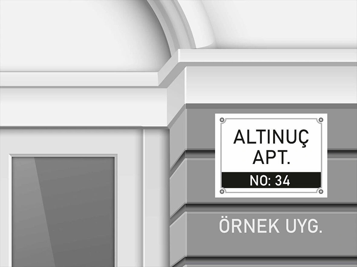 Kişiye Özel Apartman Kapı İsim Numara PVC Levha 40x30 cm