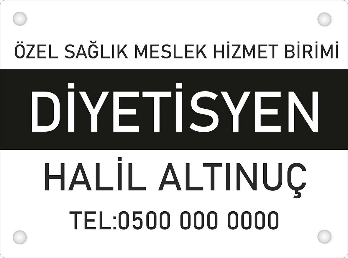Kişiye Özel Diyetisyen PVC Levha 40x30 cm