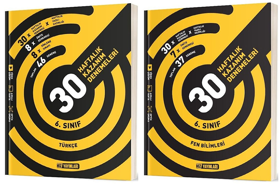 Hız 2025 6. Sınıf Türkçe + Fen Bilimleri 36 Haftalık Deneme Seti 2 Kitap