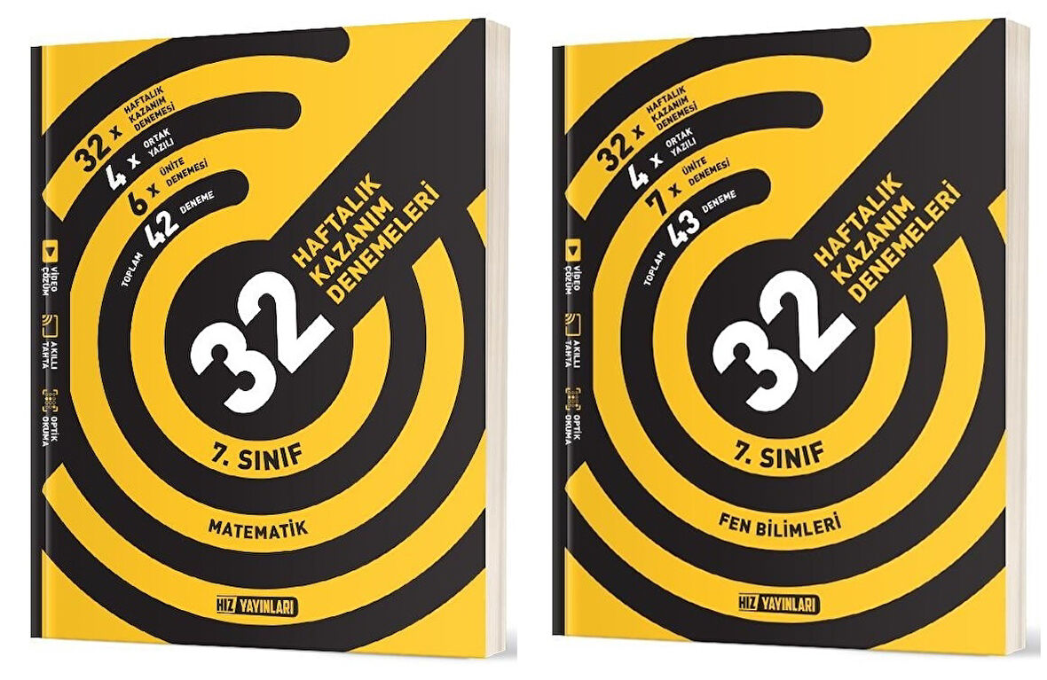 Hız 2025 7. Sınıf Matematik + Fen Bilimleri 36 Haftalık Deneme Seti 2 Kitap