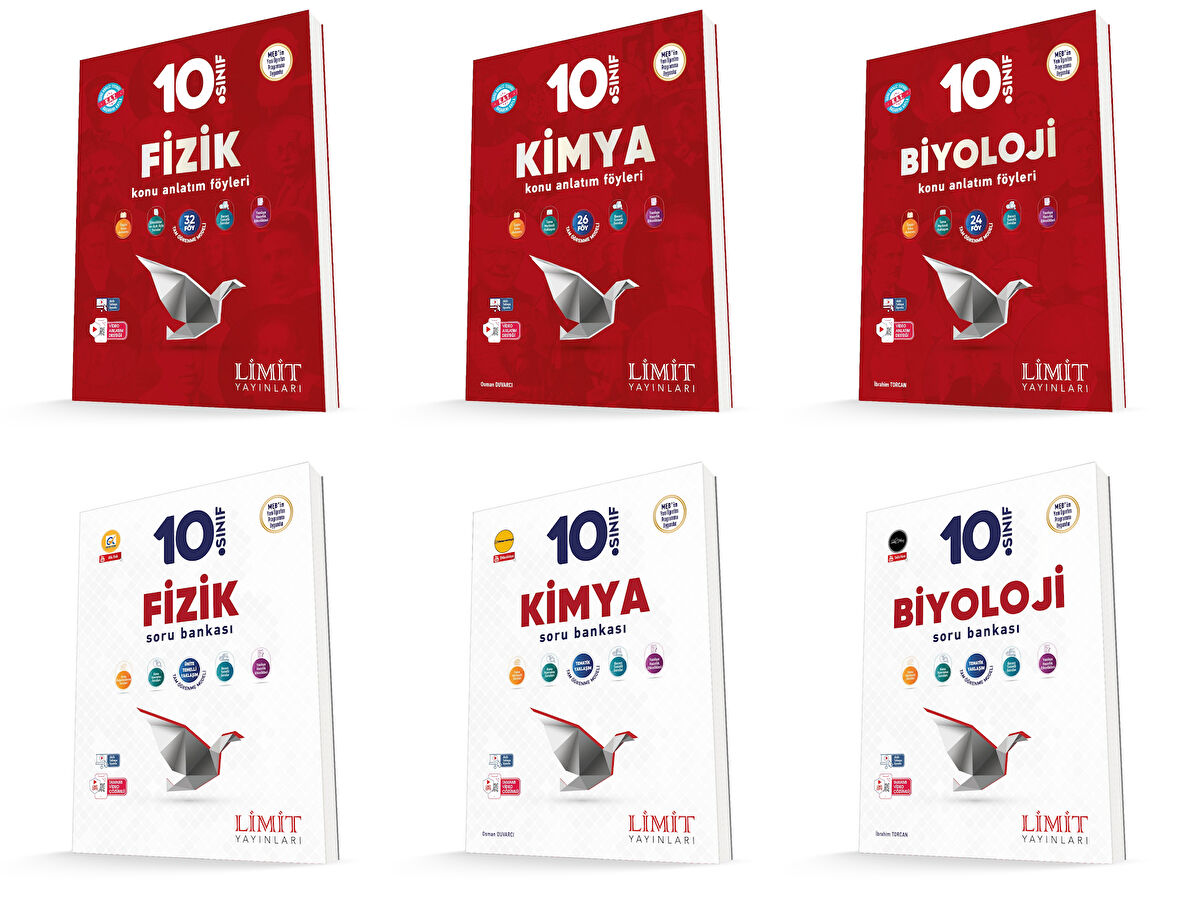 Limit 2026 10. Sınıf Fizik + Kimya + Biyoloji Konu Kaf + Soru Seti 6 Kitap Güncel Müfredat