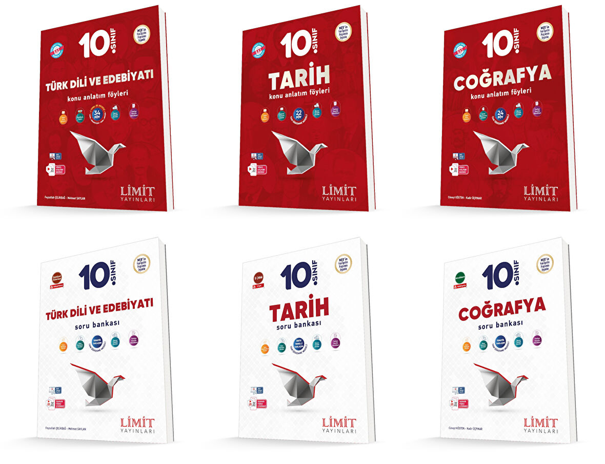 Limit 2026 10. Sınıf Türk Dili + Tarih+ Coğrafya Konu Kaf + Soru Seti 6 Kitap Güncel Müfredat