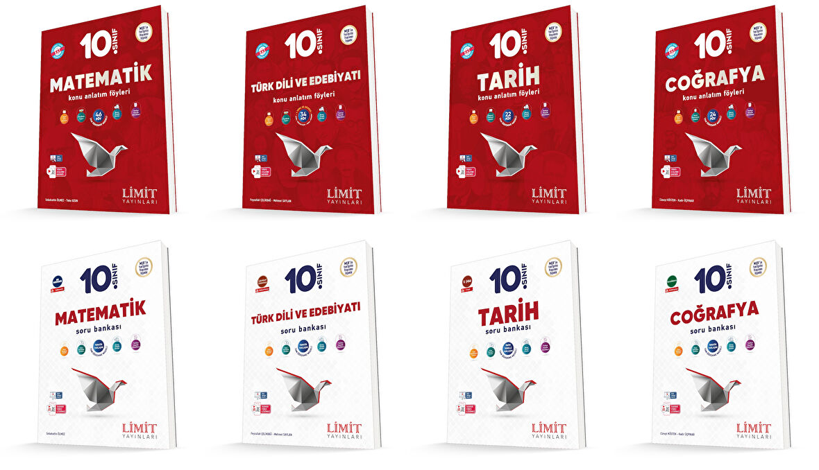 Limit 2026 10. Sınıf Matematik + Türk Dili + Tarih+ Coğrafya Konu Kaf + Soru Seti 8 Kitap Güncel Müfredat