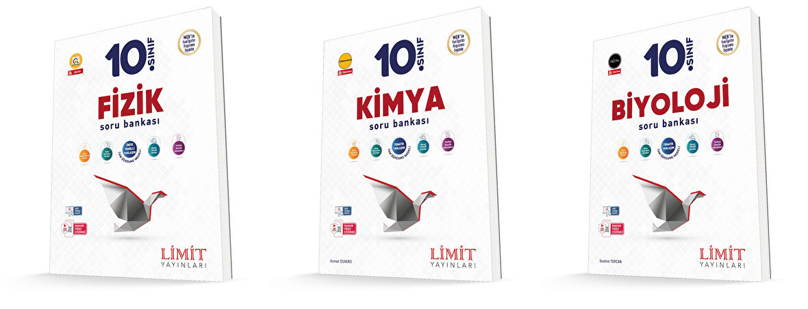 Limit 2026 10. Sınıf Fizik + Kimya + Biyoloji Soru Seti 3 Kitap Güncel Müfredat