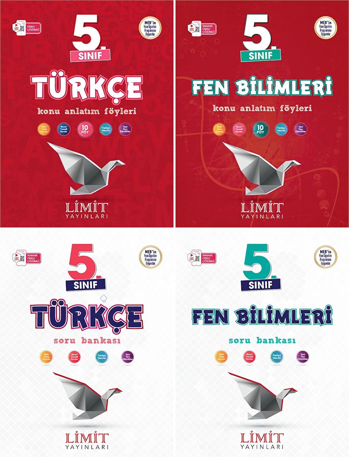 Limit 2025 5. Sınıf Türkçe + Fen Bilimleri Konu Anlatım + Soru Seti 4 Kitap Güncel Müfredat