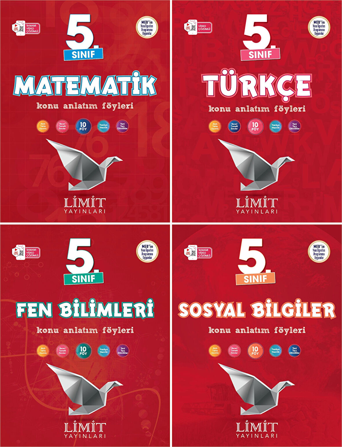 Limit 2025 5. Sınıf Matematik + Türkçe + Fen + Sosyal Konu Anlatım Seti 4 Kitap Güncel Müfredat