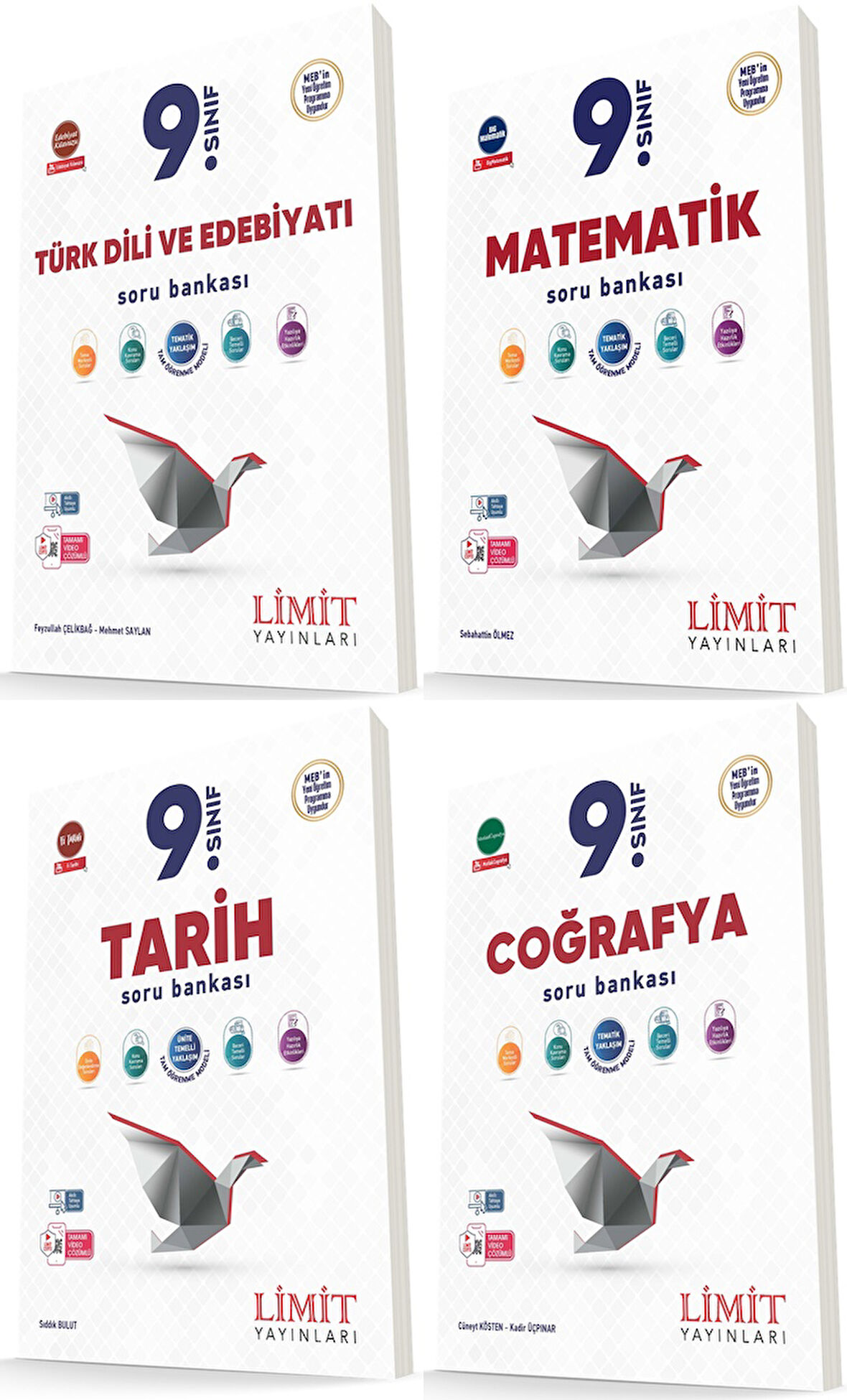 Limit 2025 9. Sınıf Matematik + Türk Dili + Tarih+ Coğrafya Soru Seti 4 Kitap Güncel Müfredat