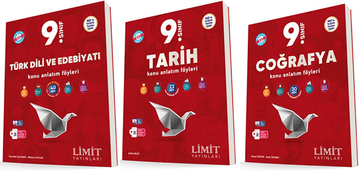 Limit 2025 9. Sınıf Türk Dili + Tarih+ Coğrafya Kaf Seti 3 Kitap Güncel Müfredat