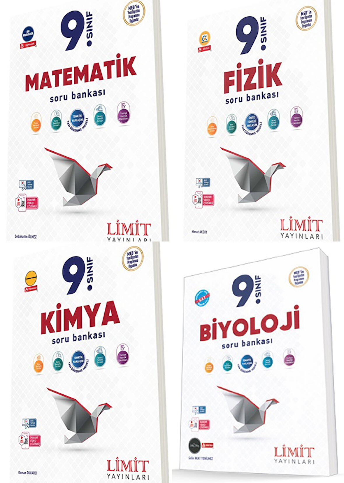 Limit 2025 9. Sınıf Matematik + Fizik + Kimya + Biyoloji Soru Seti 4 Kitap Güncel Müfredat