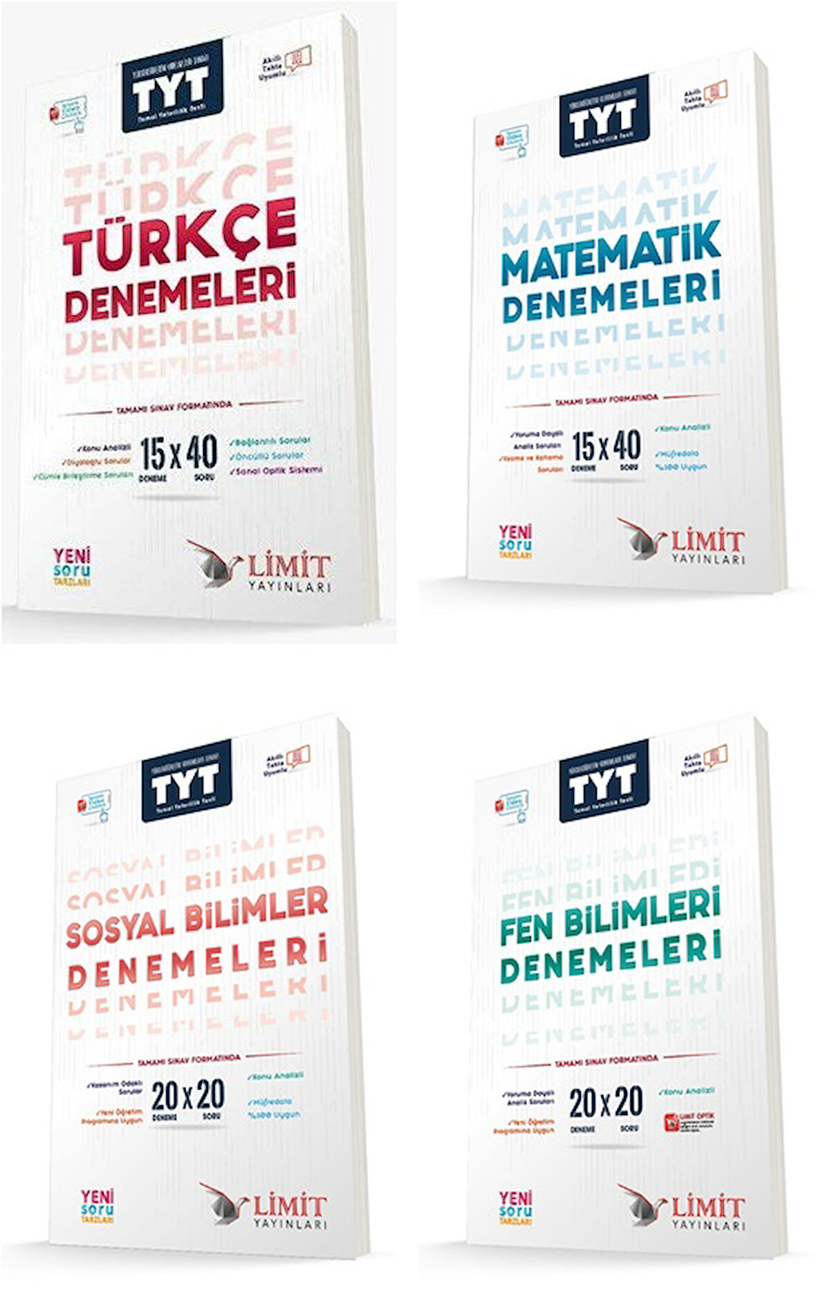 Limit Tyt Türkçe + Matematik + Sosyal + Fen Deneme Seti 4 Kitap 2024