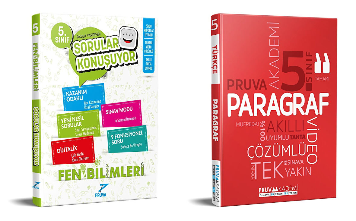Pruva Akademi 2025 5. Sınıf Fen Bilimleri + Paragraf Sorular Konuşuyor Seti 2 Kitap Güncel Müfredat