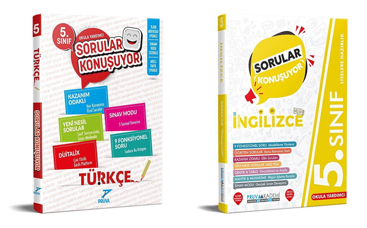 Pruva Akademi 2025 5. Sınıf Türkçe + İngilizce Sorular Konuşuyor Seti 2 Kitap Güncel Müfredat