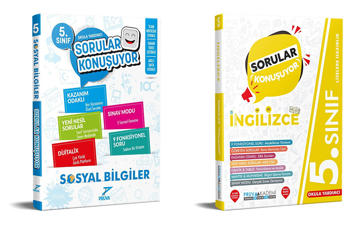 Pruva Akademi 2025 5. Sınıf Sosyal + İngilizce Sorular Konuşuyor Seti 2 Kitap Güncel Müfredat