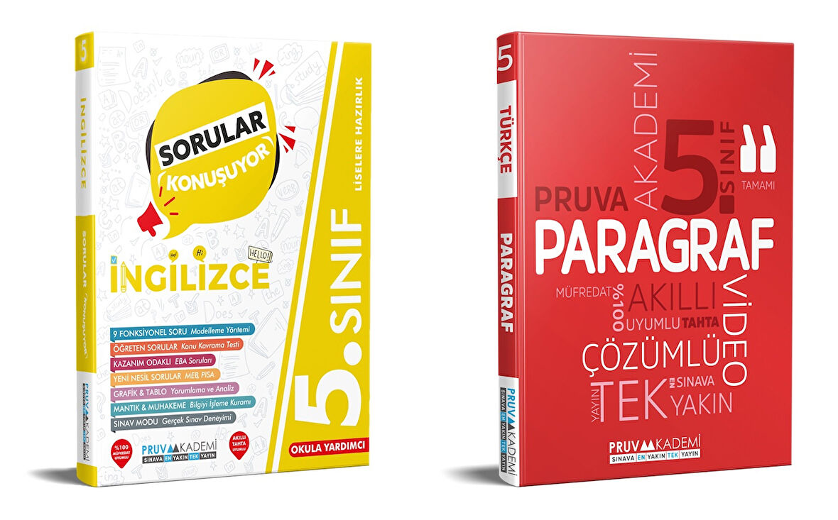 Pruva Akademi 2025 5. Sınıf İngilizce + Paragraf Sorular Konuşuyor Seti 2 Kitap Güncel Müfredat