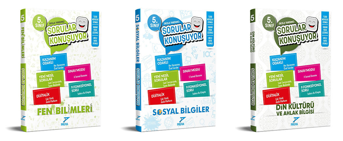 Pruva Akademi 2025 5. Sınıf Fen Bilimleri + Sosyal Bilgiler + Din Kültürü Sorular Konuşuyor Seti 3 Kitap Güncel Müfredat