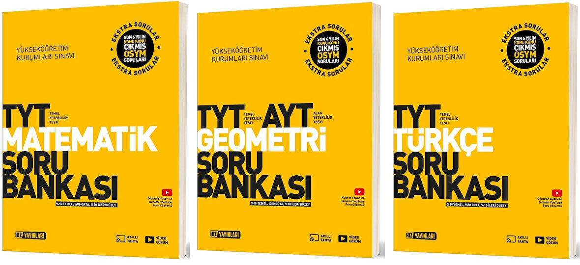 Hız 2025 Tyt Matematik + Türkçe + Geometri Soru Seti 3 Kitap