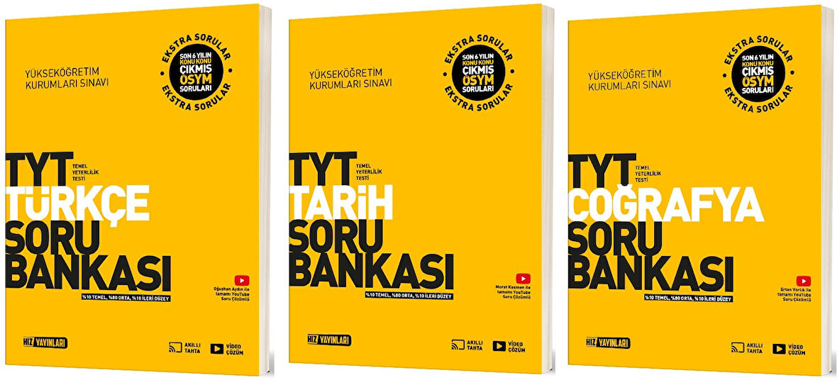 Hız 2025 Tyt Türkçe + Tarih + Coğrafya Soru Seti 3 Kitap