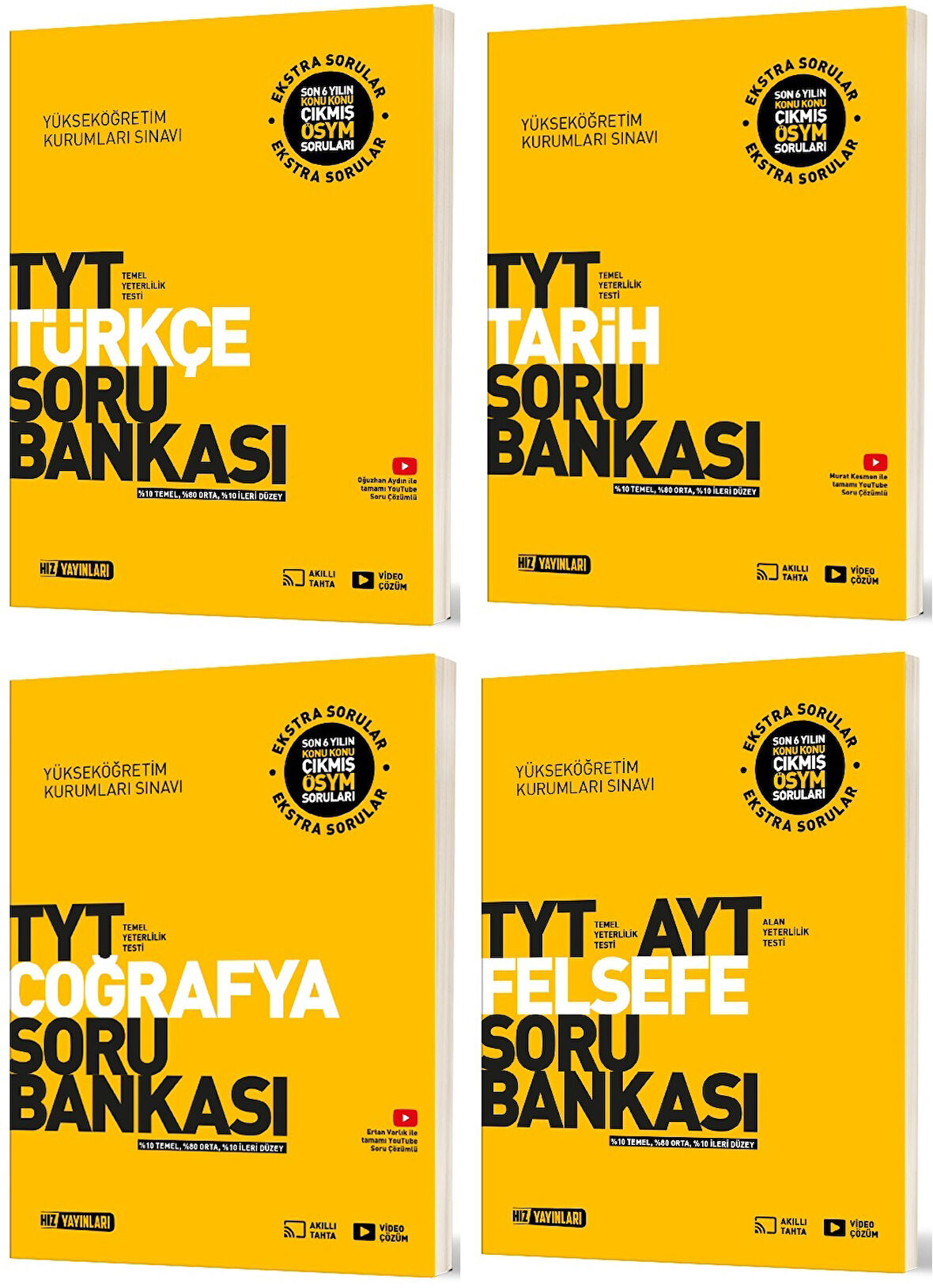 Hız 2025 Tyt Türkçe + Tarih + Coğrafya + Felsefe Soru Seti 4 Kitap