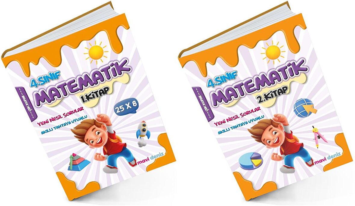 Mavi Deniz 2024 4. Sınıf Matematik 1. Ve 2. Kitap Yeni Nesil Sorular Seti 2 Kitap