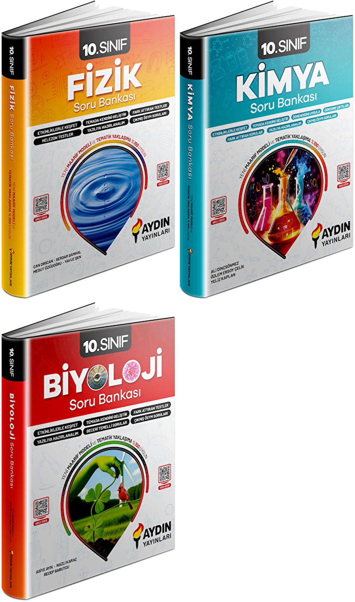 Aydın 2025 10. Sınıf Fizik + Kimya + Biyoloji Konu Özetli Soru Bankası Seti 3 Kitap