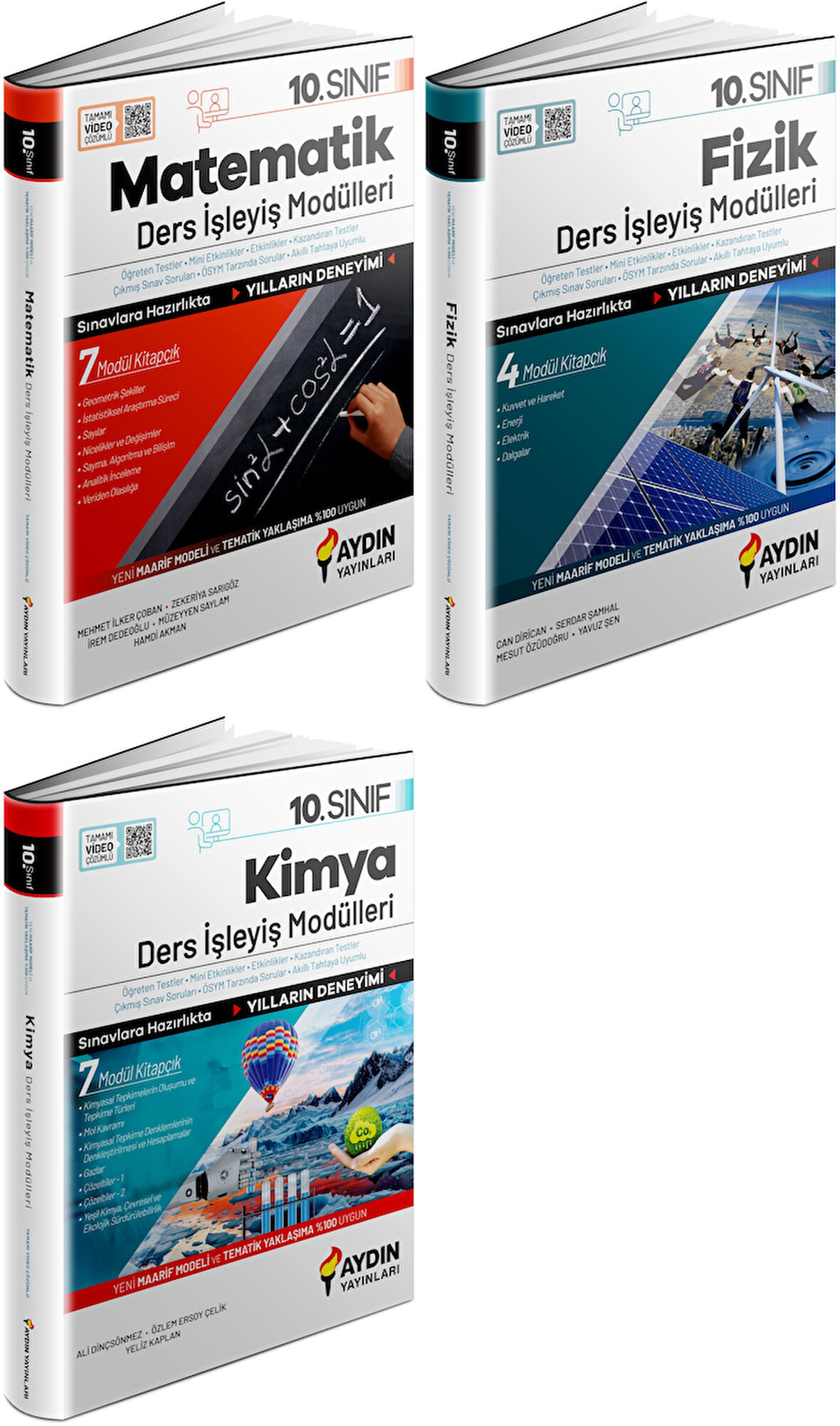 Aydın 2025 10. Sınıf Matematik + Fizik + Kimya Ders Anlatım Fasikülleri Seti 3 Kitap