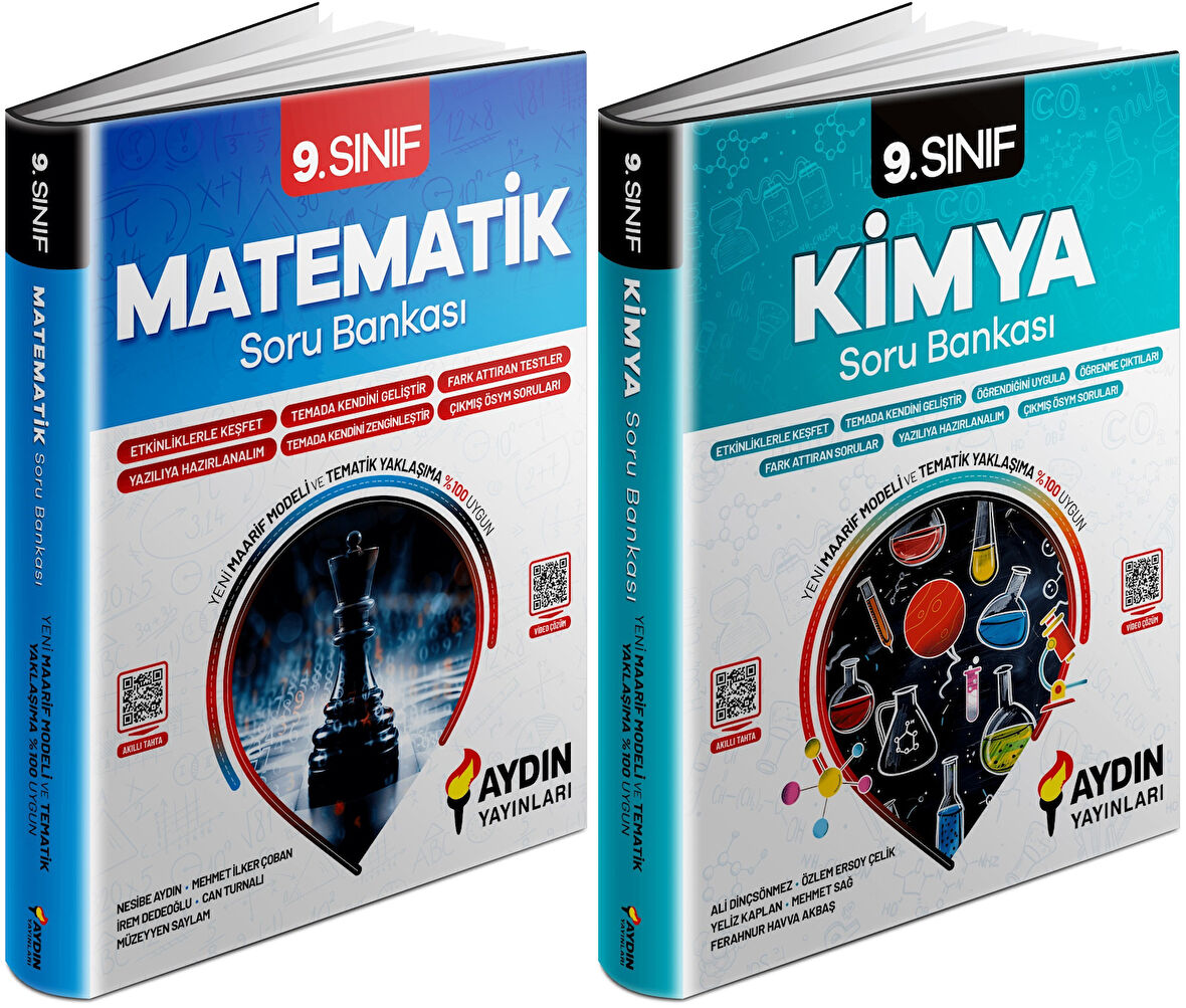 Aydın 2025 9. Sınıf Matematik + Kimya Konu Özetli Soru Bankası Seti 2 Kitap