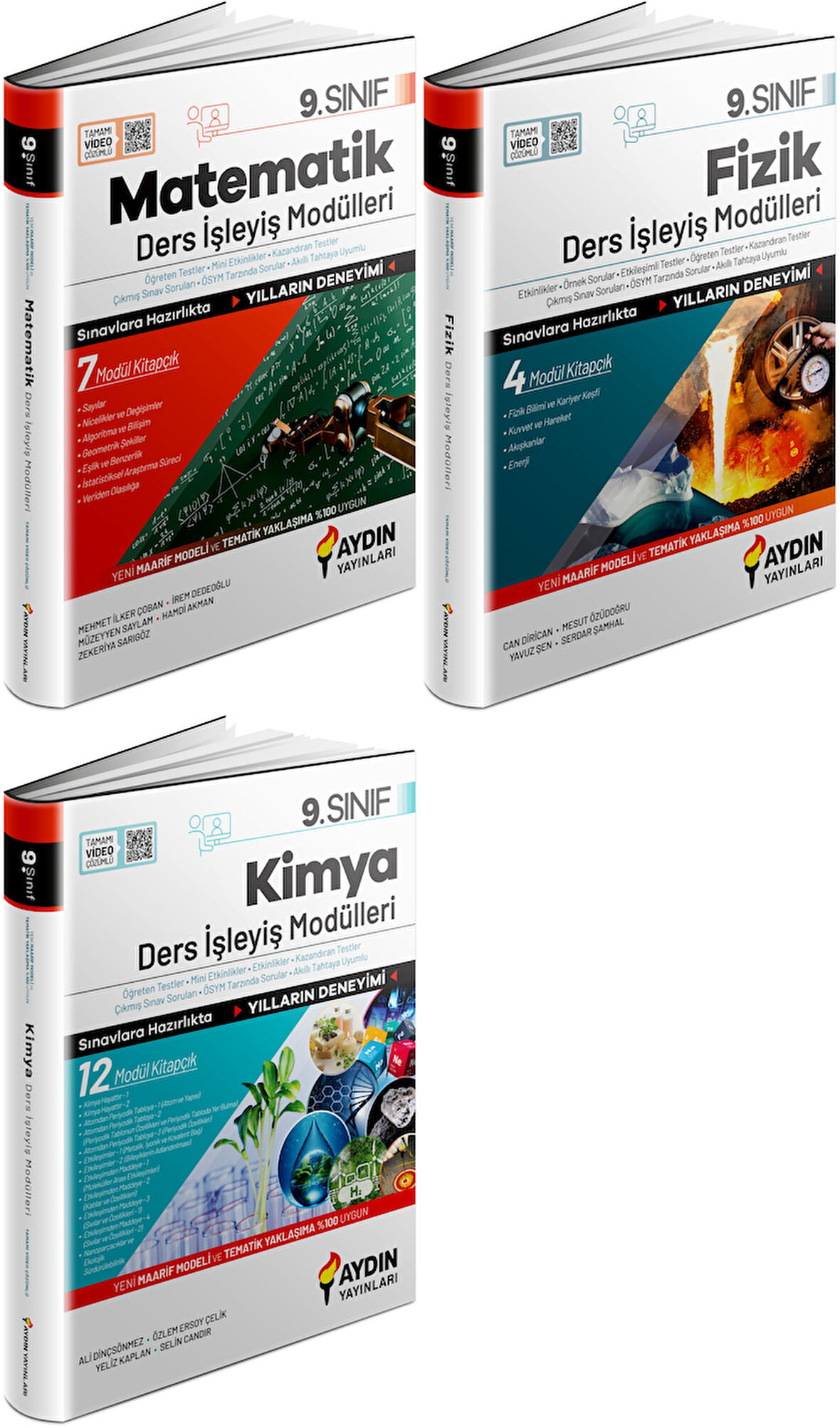 Aydın 2025 9. Sınıf Matematik + Fizik + Kimya Ders Anlatım Fasikülleri Seti 3 Kitap