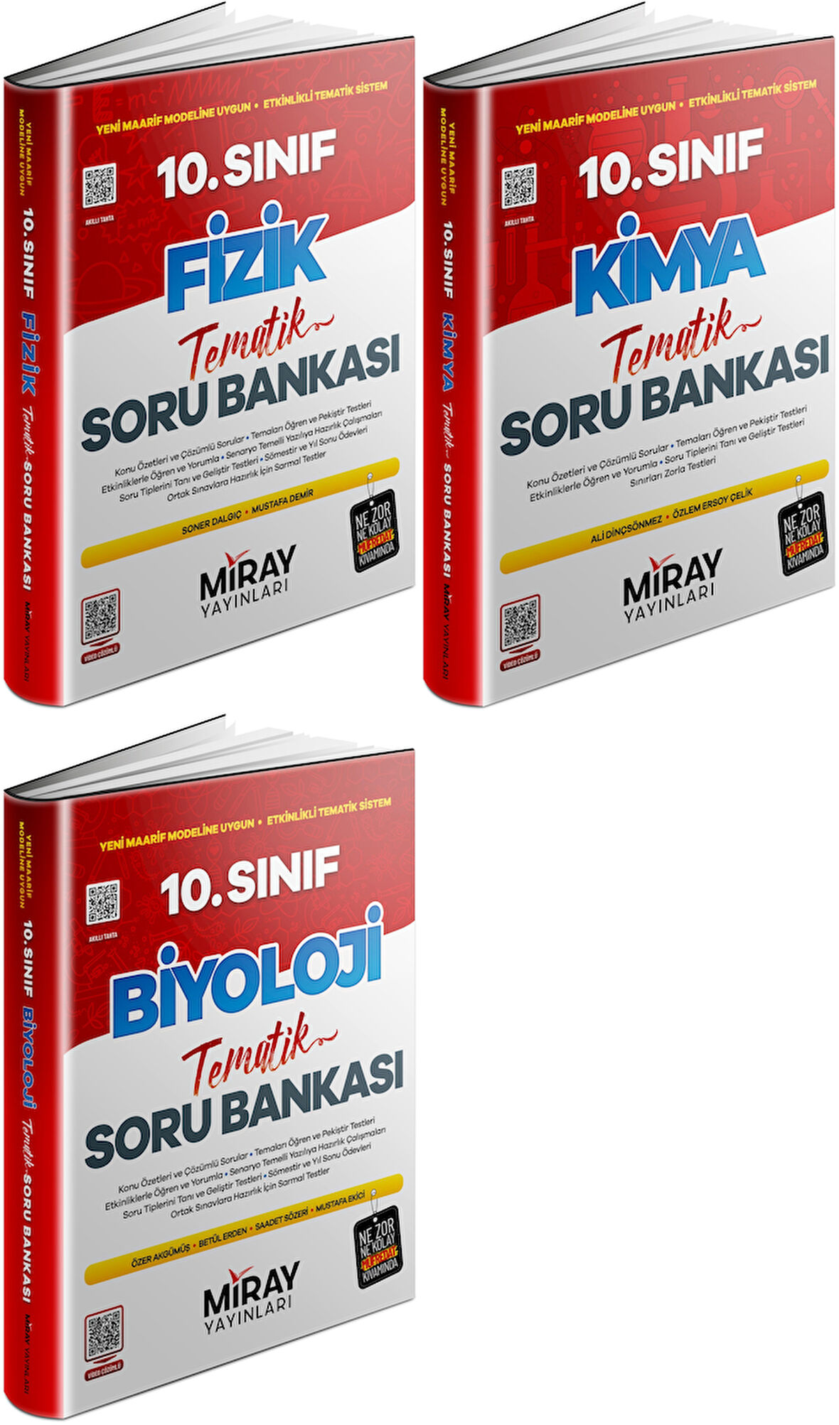 Miray 2026 10. Sınıf Fizik + Kimya + Biyoloji Tematik Soru Bankası Seti 3 Kitap