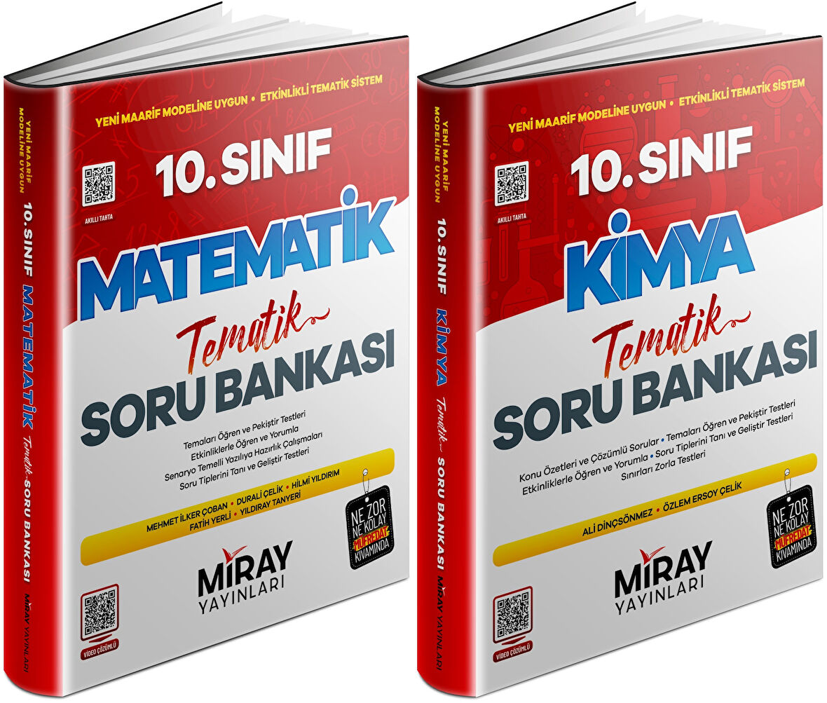 Miray 2026 10. Sınıf Matematik + Kimya Tematik Soru Bankası Seti 2 Kitap