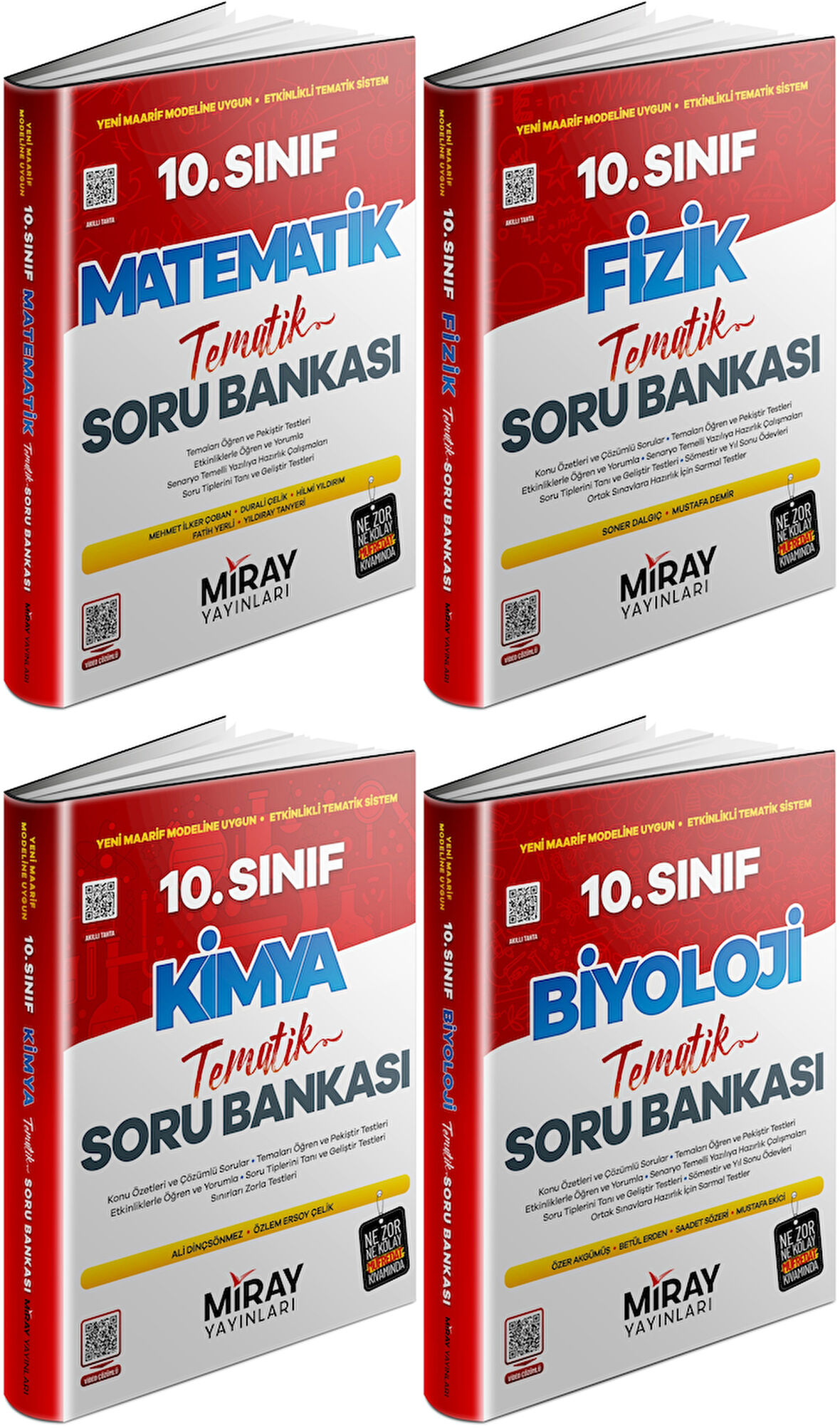 Miray 2026 10. Sınıf Matematik + Fizik + Kimya + Biyoloji Tematik Soru Seti 4 Kitap