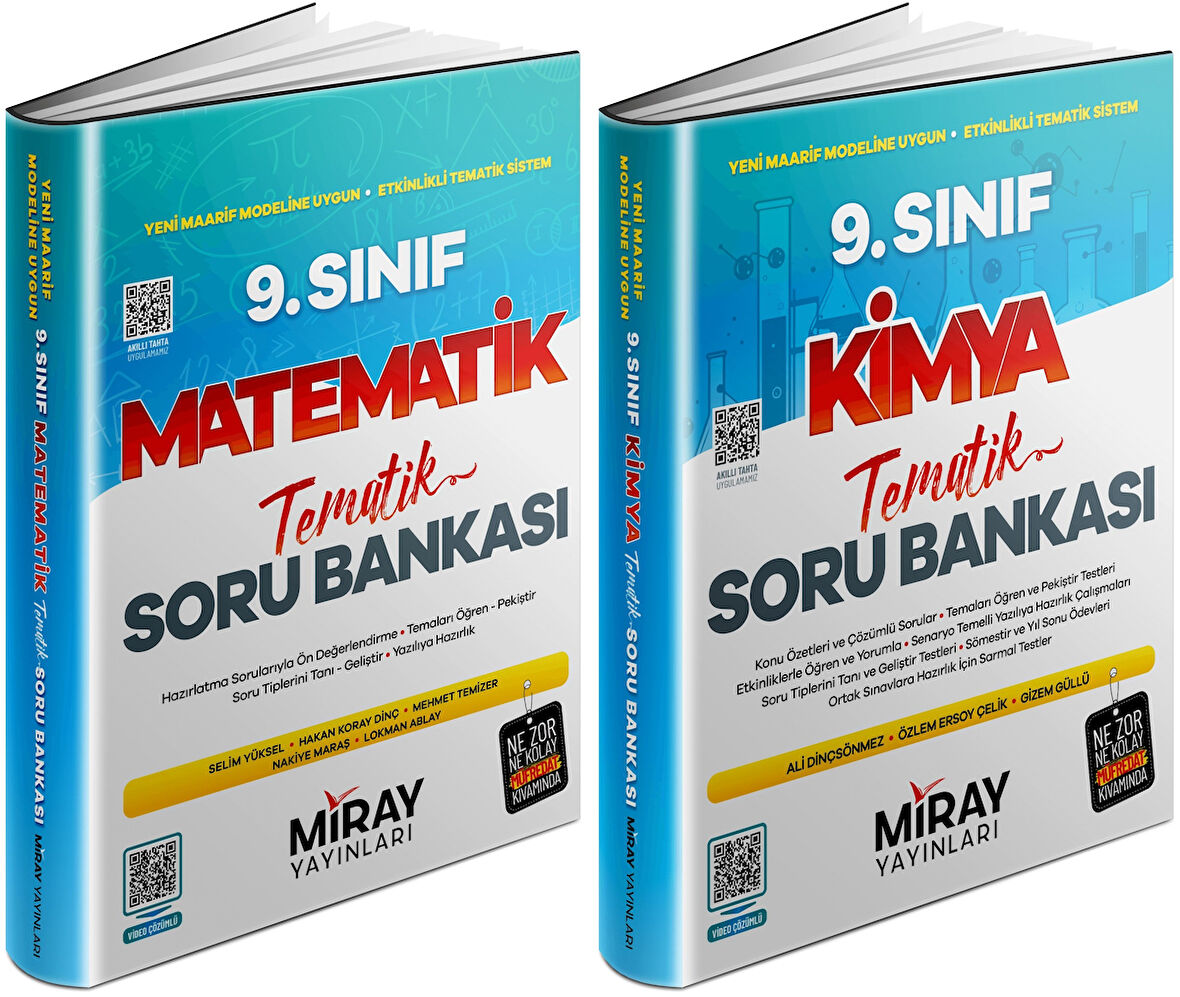 Miray 2025 9. Sınıf Matematik + Kimya Tematik Soru Bankası Seti 2 Kitap