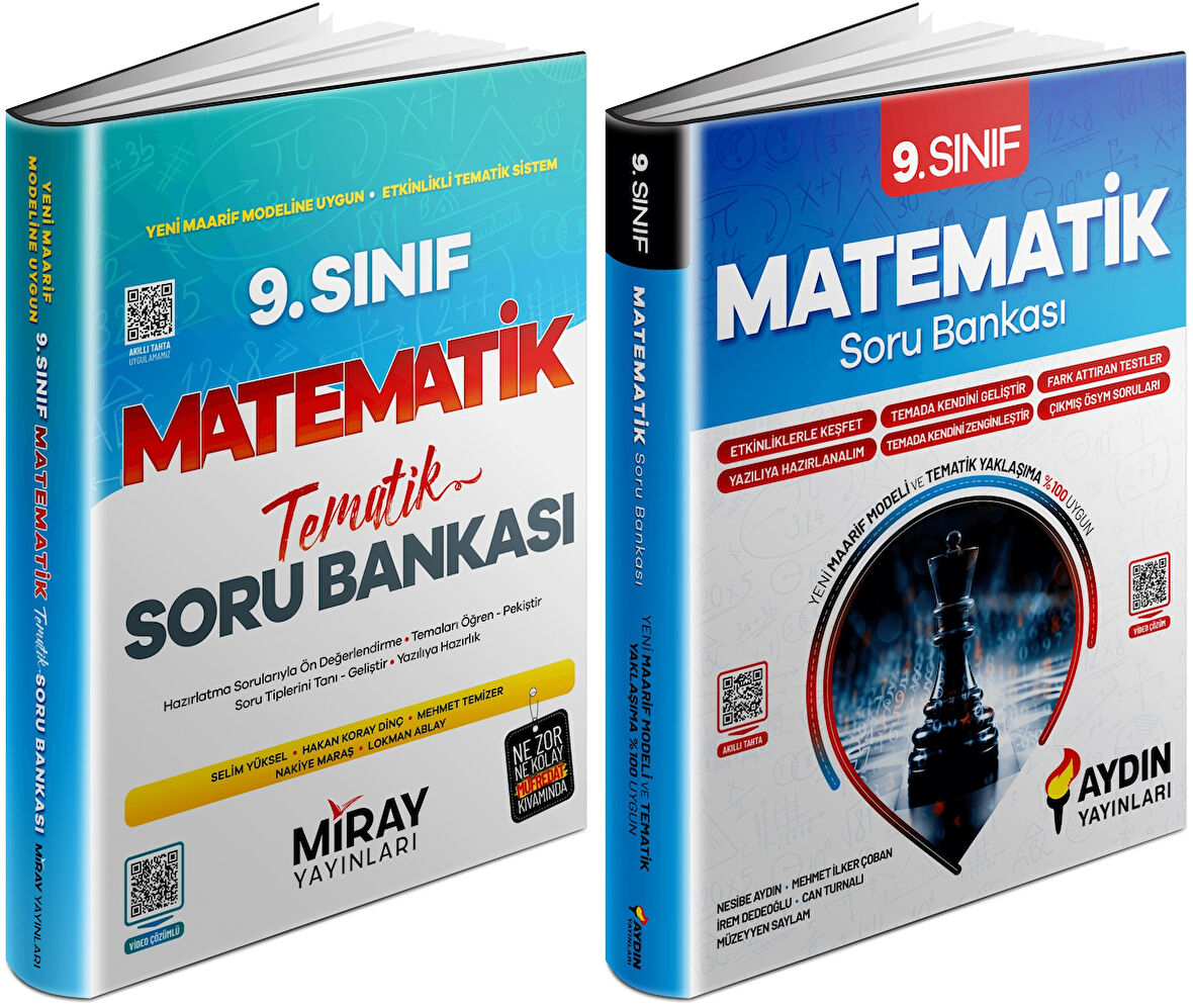 Aydın + Miray 2025 9. Sınıf Matematik Soru Bankası Seti 2 Kitap