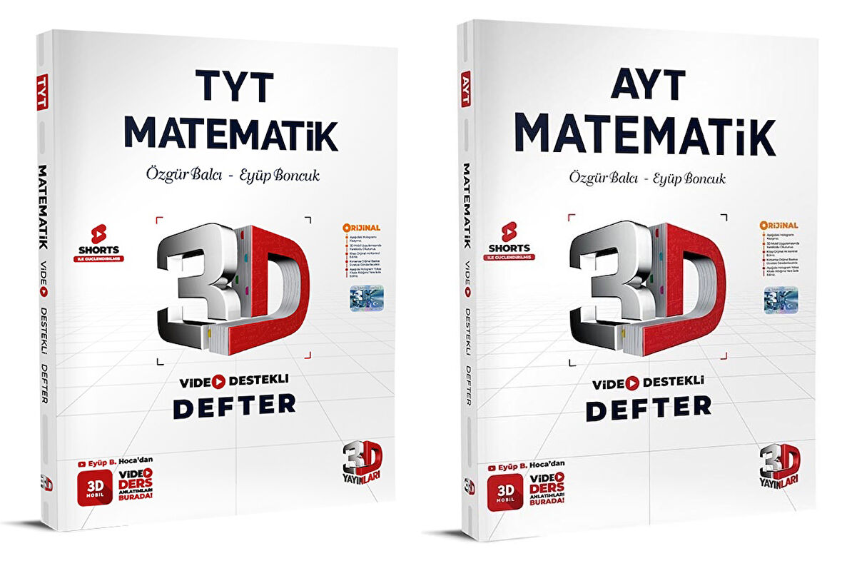 3D Yayınları 2024 Tyt Ayt Matematik Video Destekli Defter Seti 2 Kitap