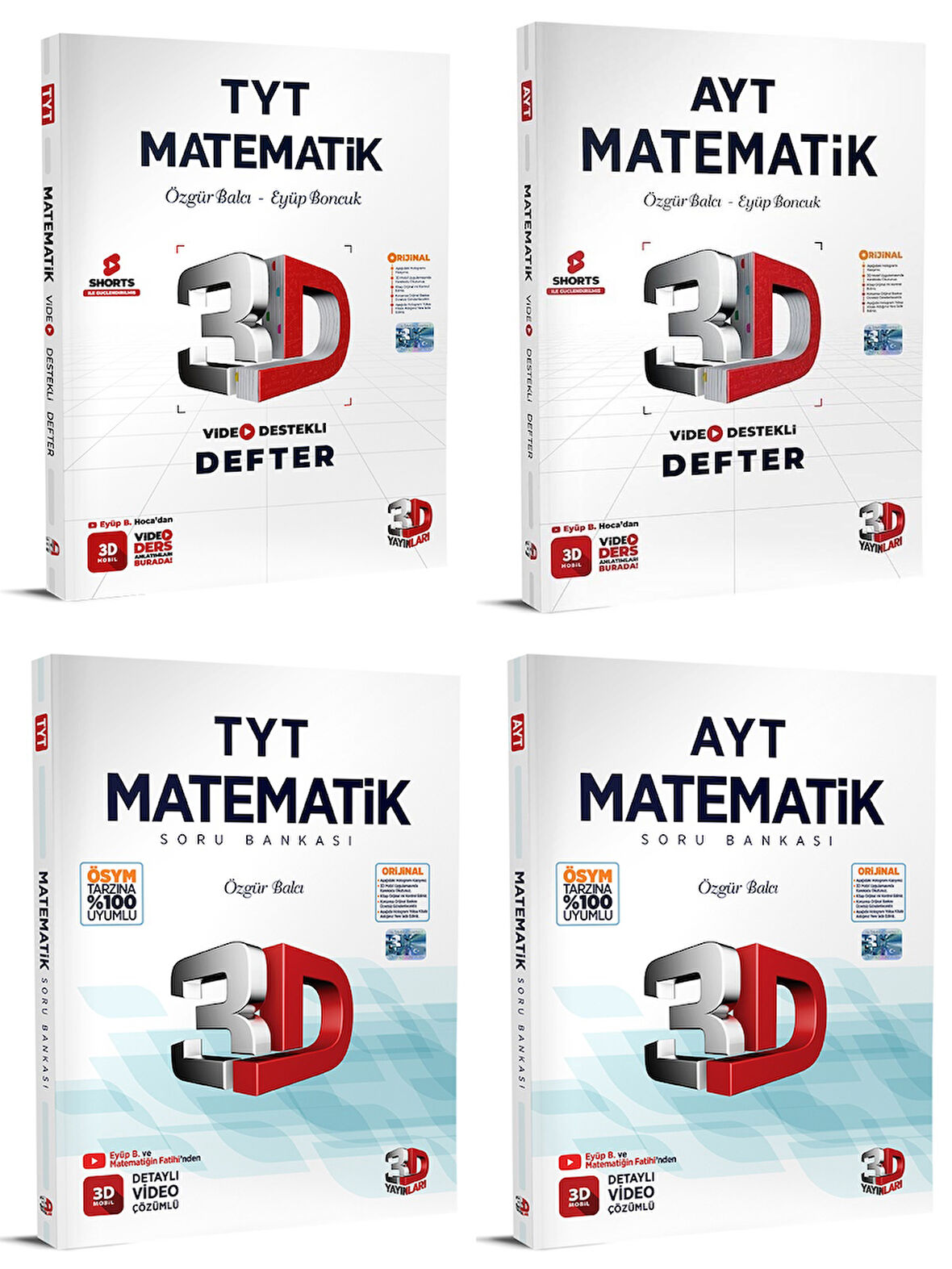 3D Yayınları 2024 Tyt Ayt Matematik Video Destekli Defter + Soru Seti 4 Kitap