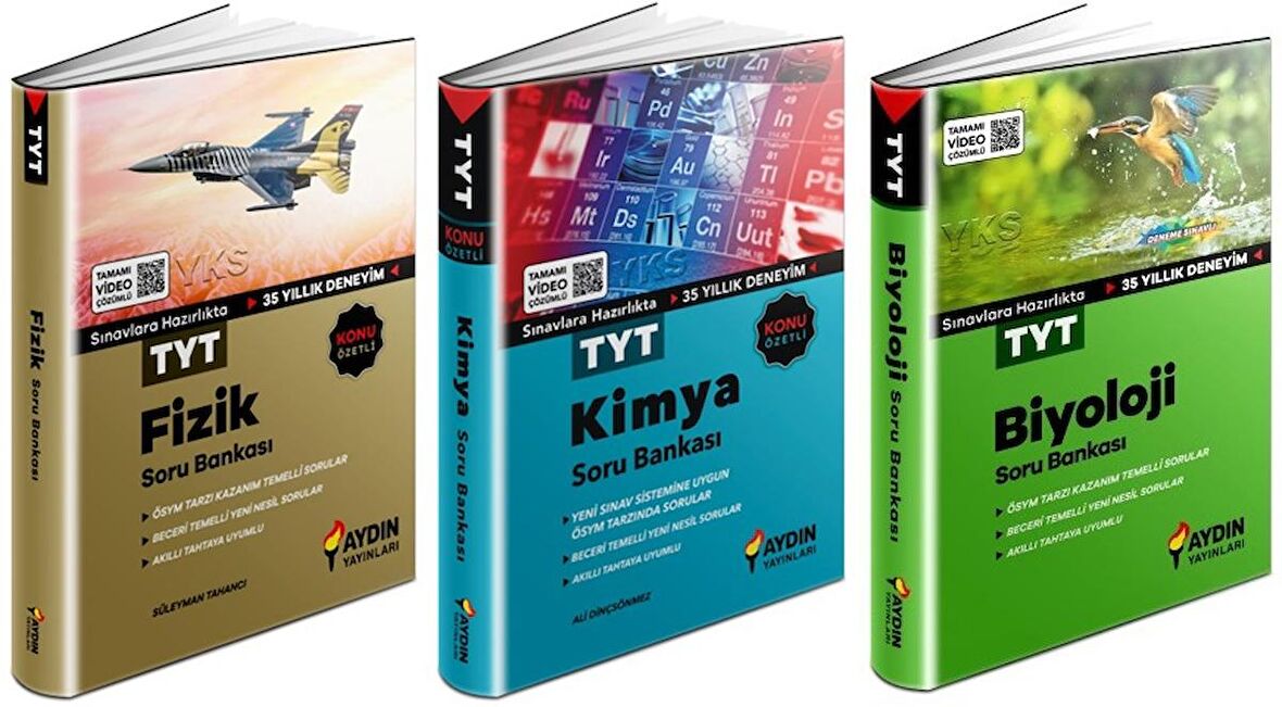 Aydın Tyt Fizik + Kimya + Biyoloji Soru Seti 3 Kitap 2023