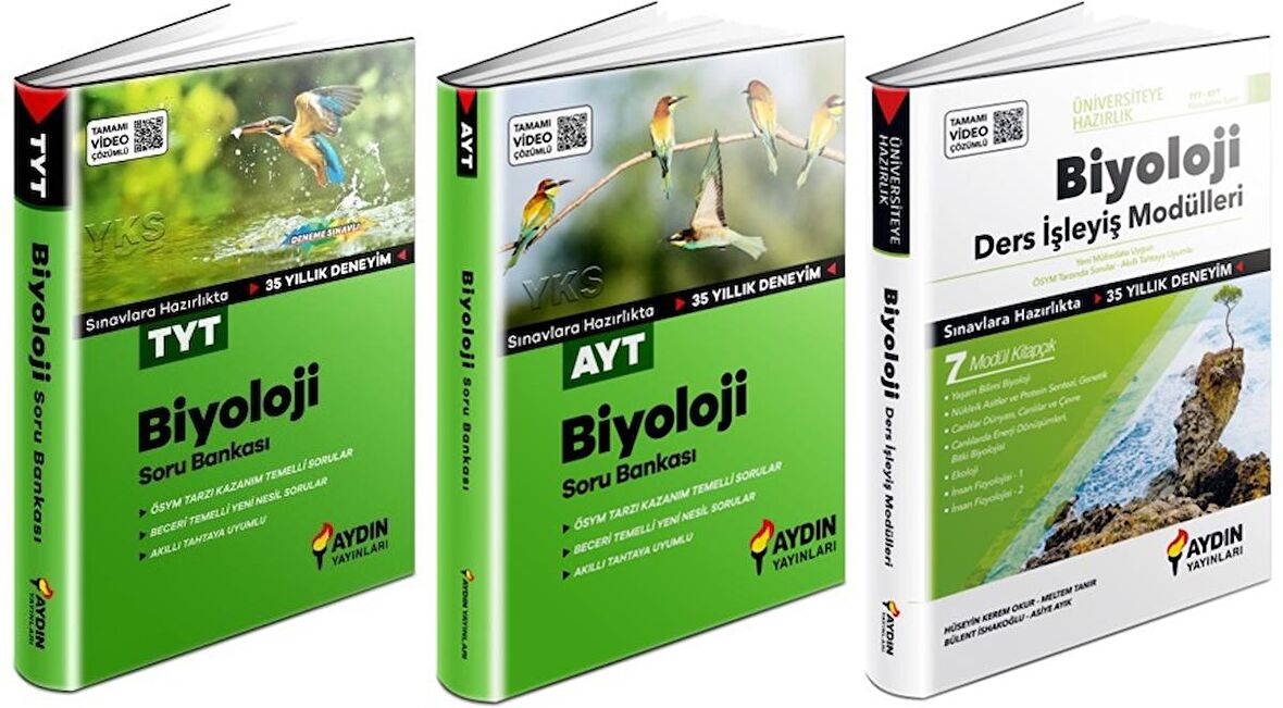 Aydın Tyt Ayt Biyoloji Soru + Ders İşleyiş Seti 3 Kitap 2023