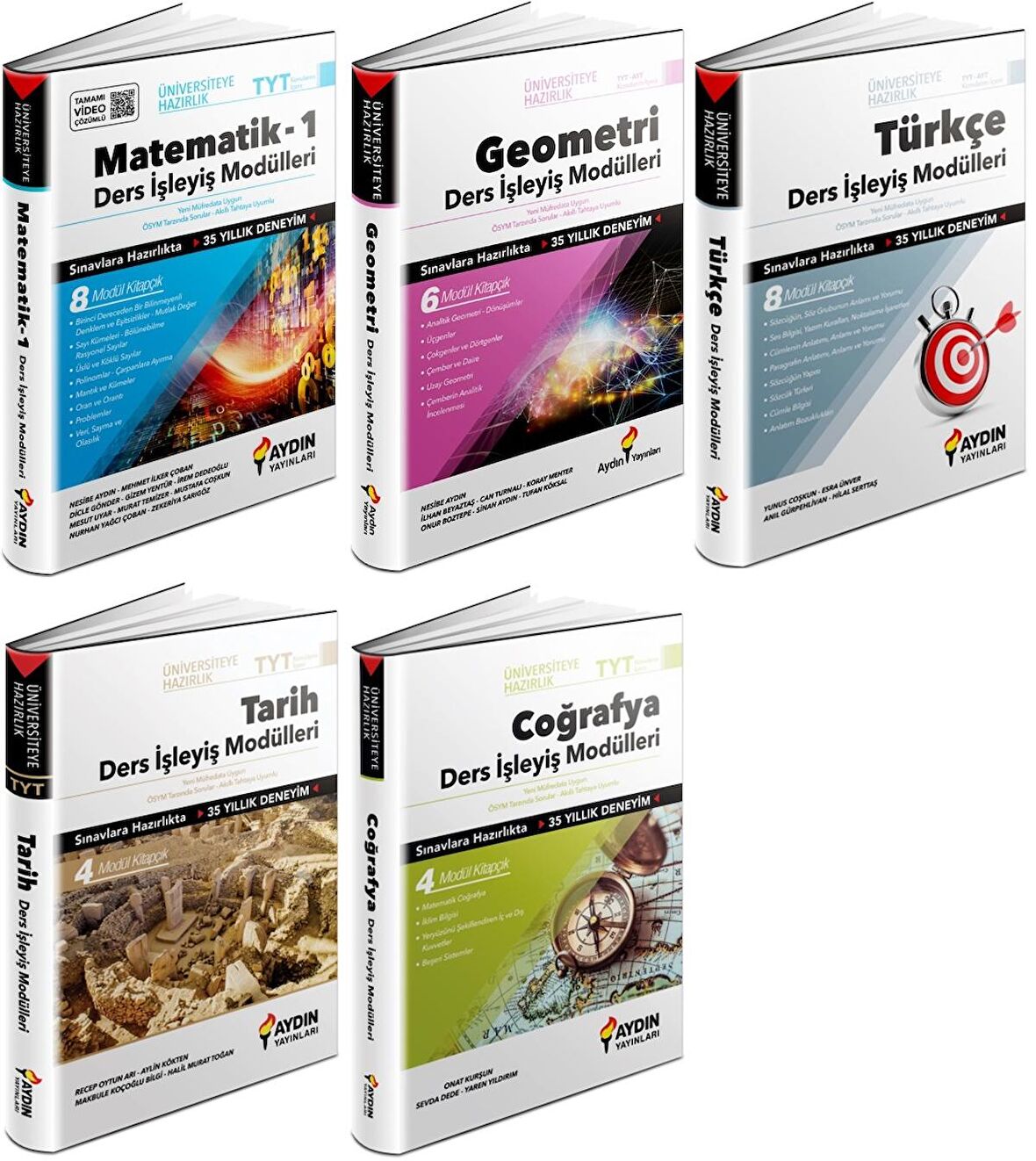 Aydın Tyt Matematik Geometri Türkçe Tarih Coğrafya Ders İşleyiş Seti 5 Kitap 2023
