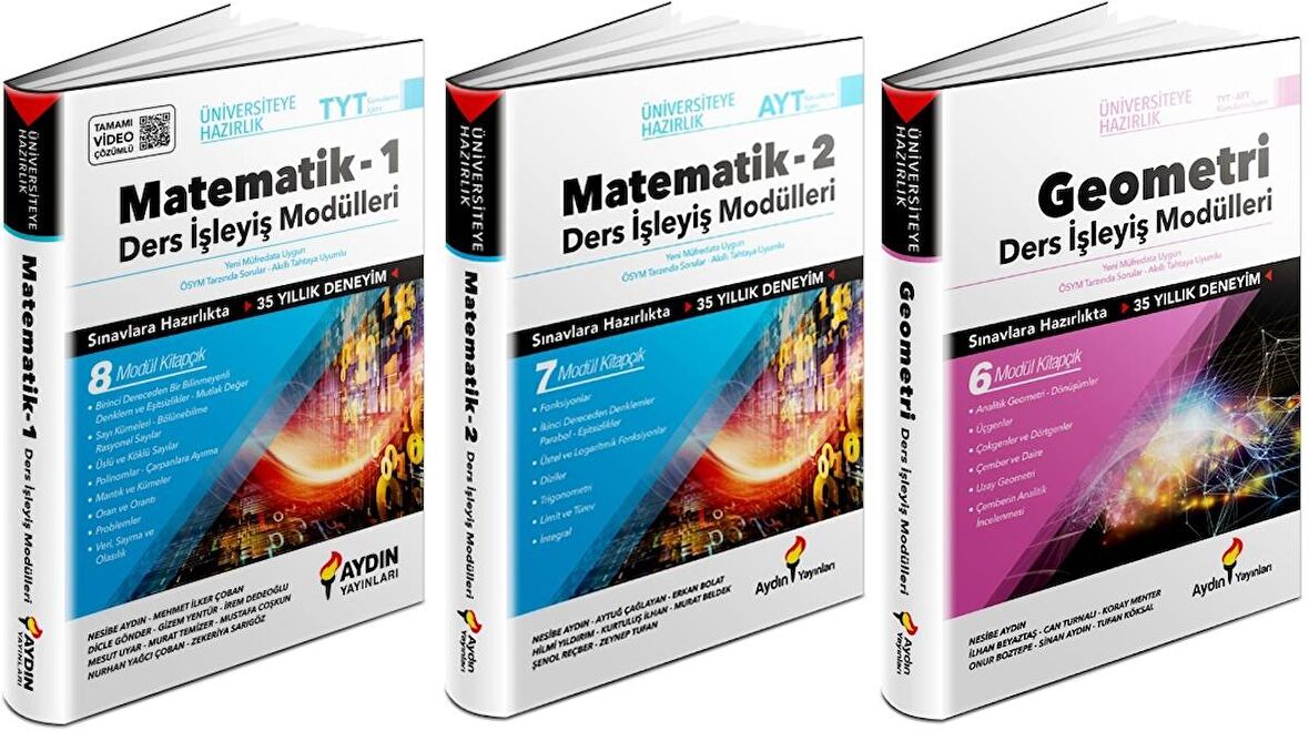 Aydın Tyt Ayt Matematik + Geometri Ders İşleyiş Seti 3 Kitap 2023