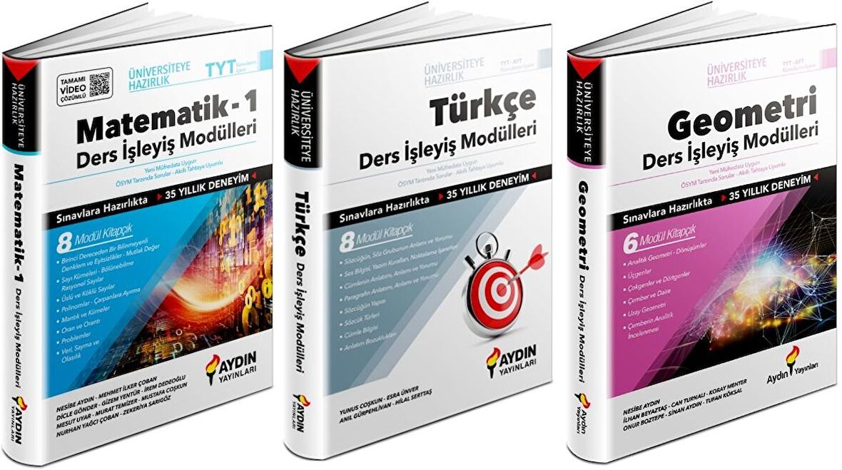 Aydın Tyt Matematik + Geometri + Türkçe Ders İşleyiş Seti 3 Kitap 2023