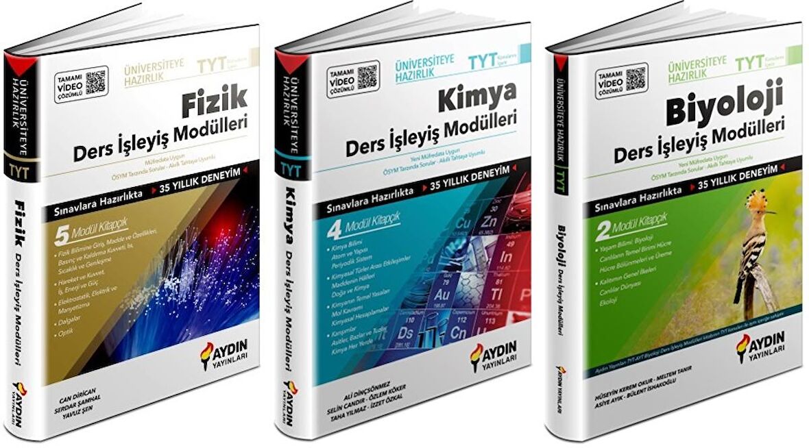 Aydın Tyt Fizik + Kimya + Biyoloji Ders İşleyiş Seti 3 Kitap 2023