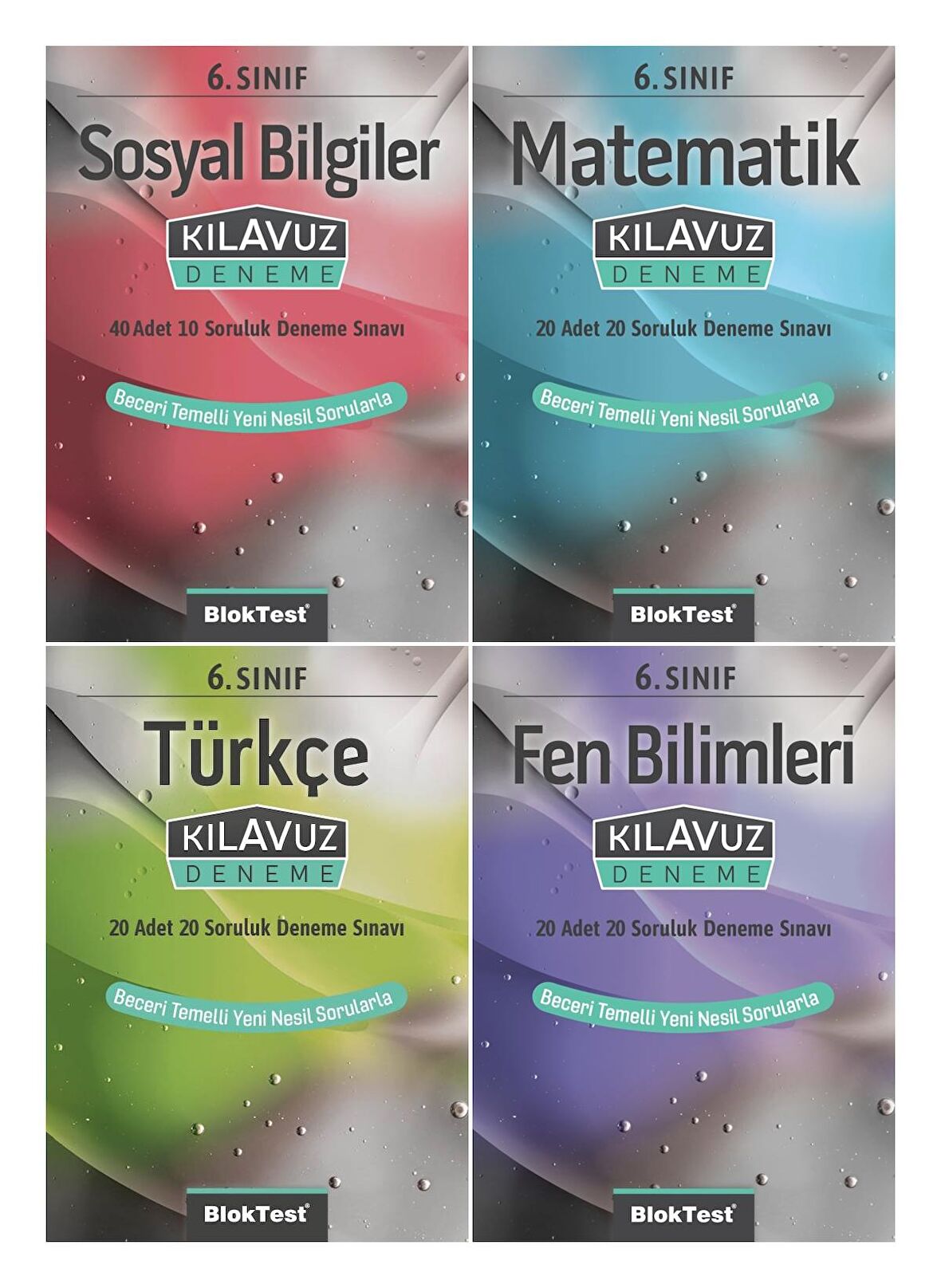 Bloktest 6. Sınıf Matematik + Türkçe + Fen + Sosyal Kılavuz Deneme Seti 4 Kitap 2023