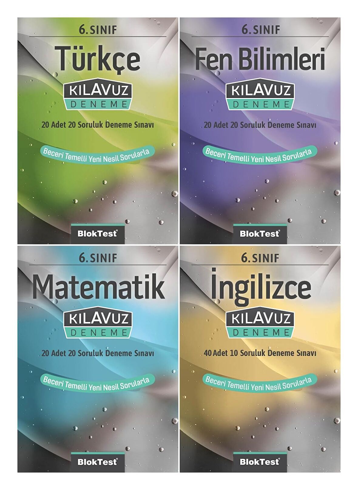Bloktest 6. Sınıf Matematik + Türkçe + Fen + İngilizce Kılavuz Deneme Seti 4 Kitap 2023