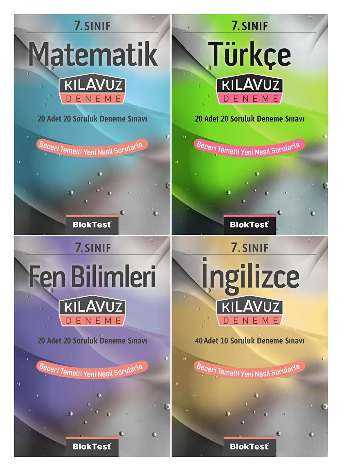 Bloktest 7. Sınıf Matematik + Türkçe + Fen + İngilizce Kılavuz Deneme Seti 4 Kitap 2023
