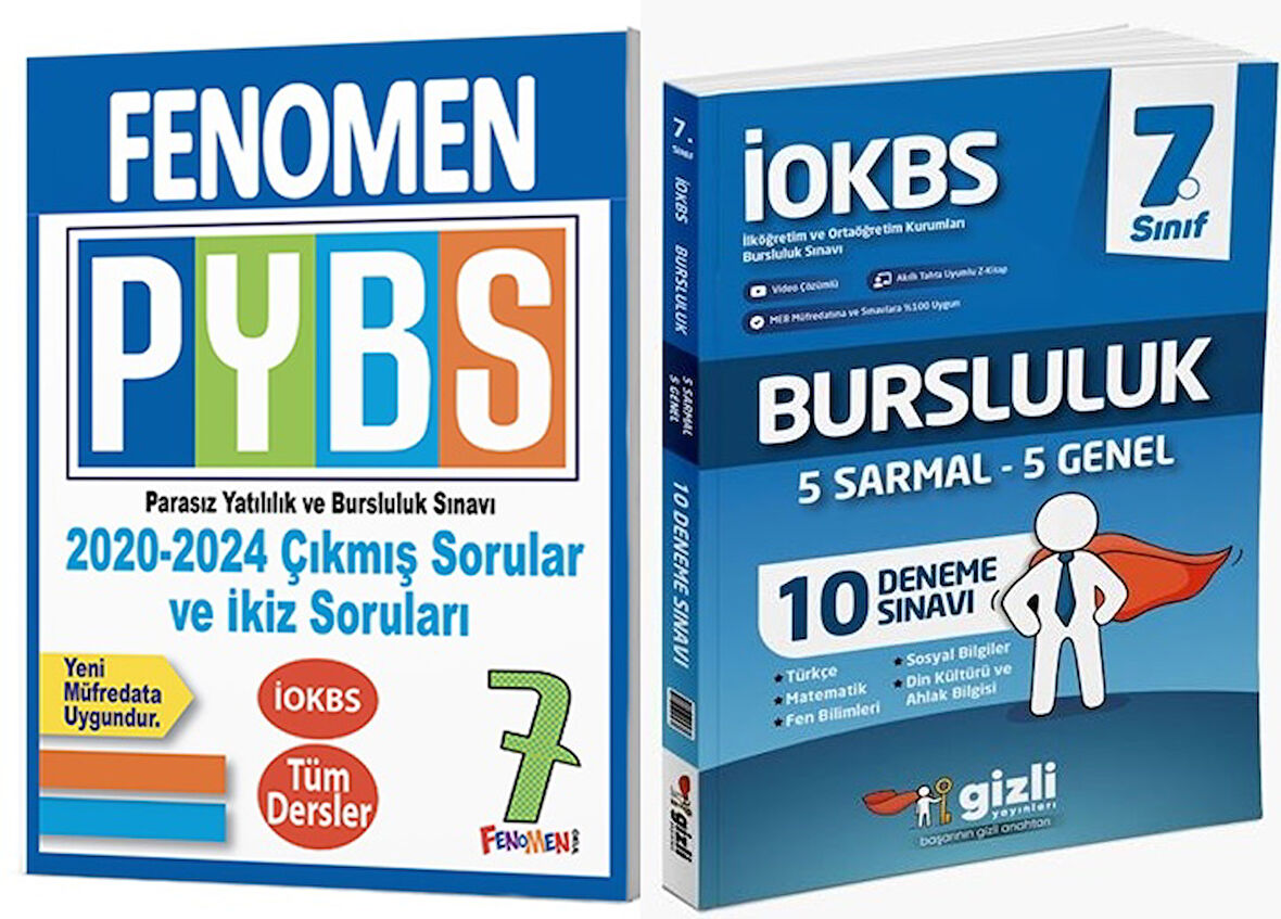 Gizli Yayınları 2025 7. Sınıf 10 Bursluluk Deneme + Fenomen Çıkmış Ve İkiz Sorular Seti 2 Kitap
