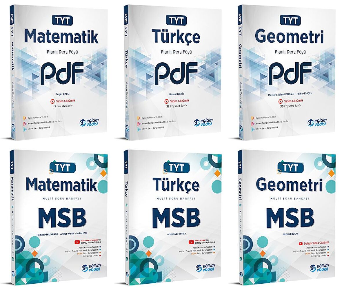 Eğitim Vadisi Tyt Matematik + Türkçe + Geometri Pdf + Msb Seti 6 Kitap 2023