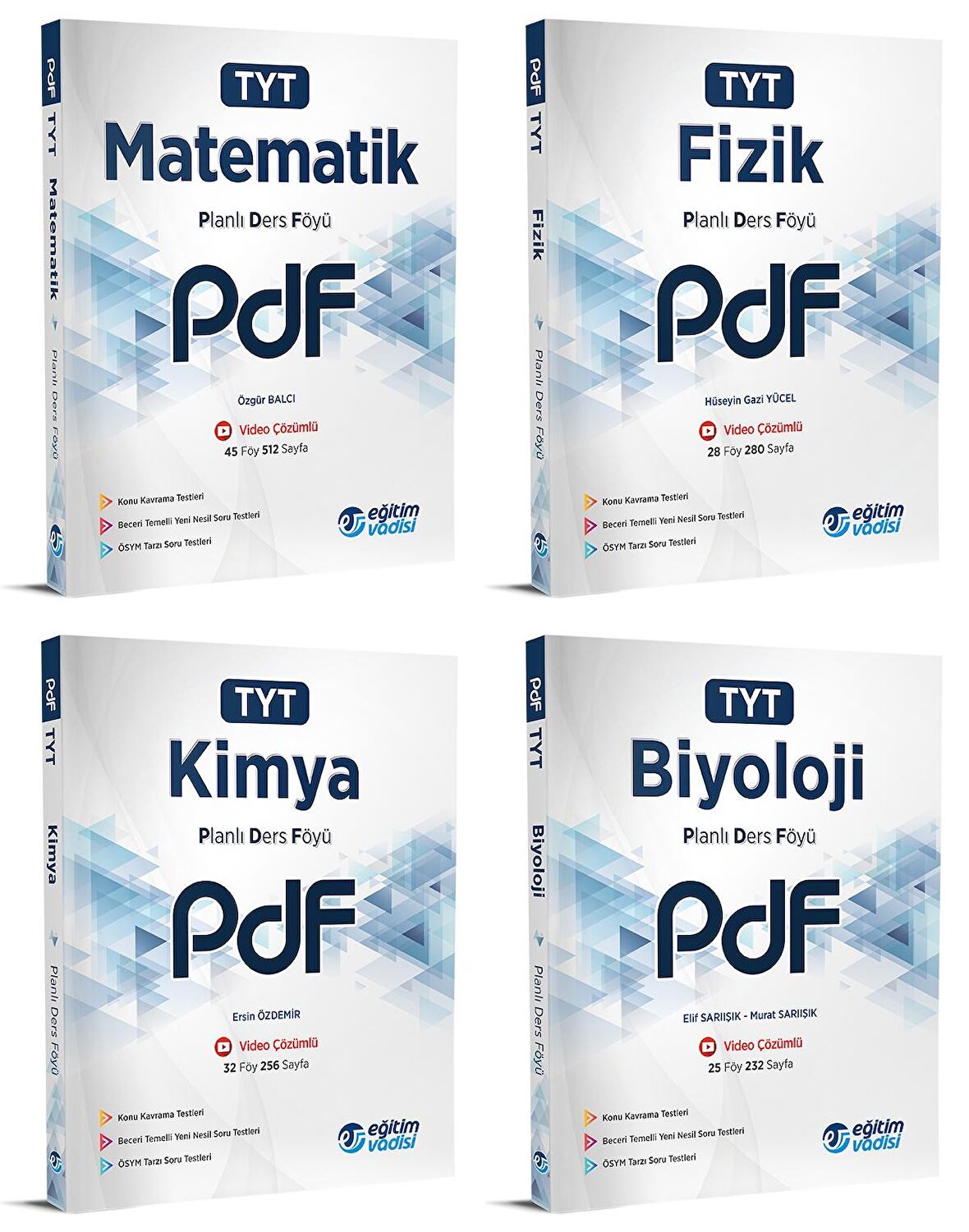 Eğitim Vadisi Tyt Matematik + Fizik + Kimya + Biyoloji Pdf Seti 4 Kitap 2023