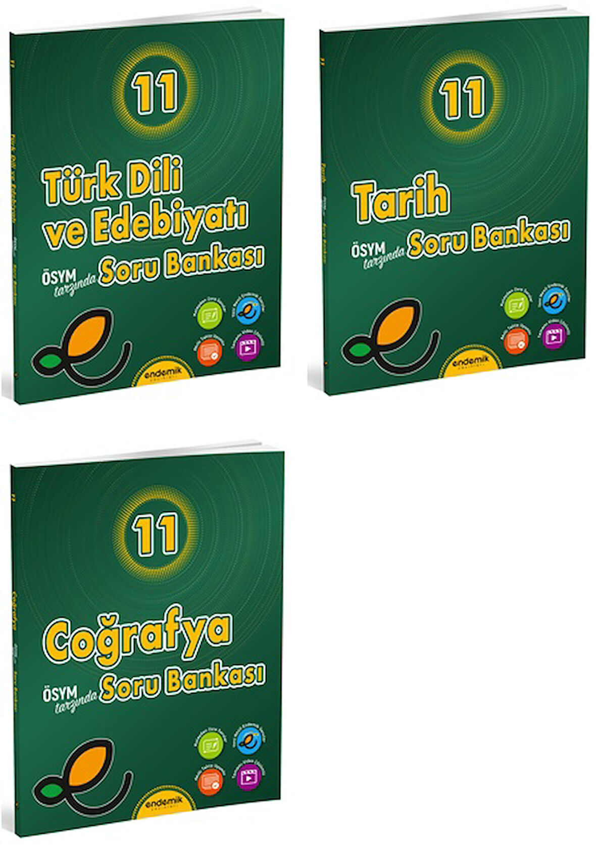 Endemik 2025 11. Sınıf Türk Dili + Tarih + Coğrafya Soru Seti 3 Kitap