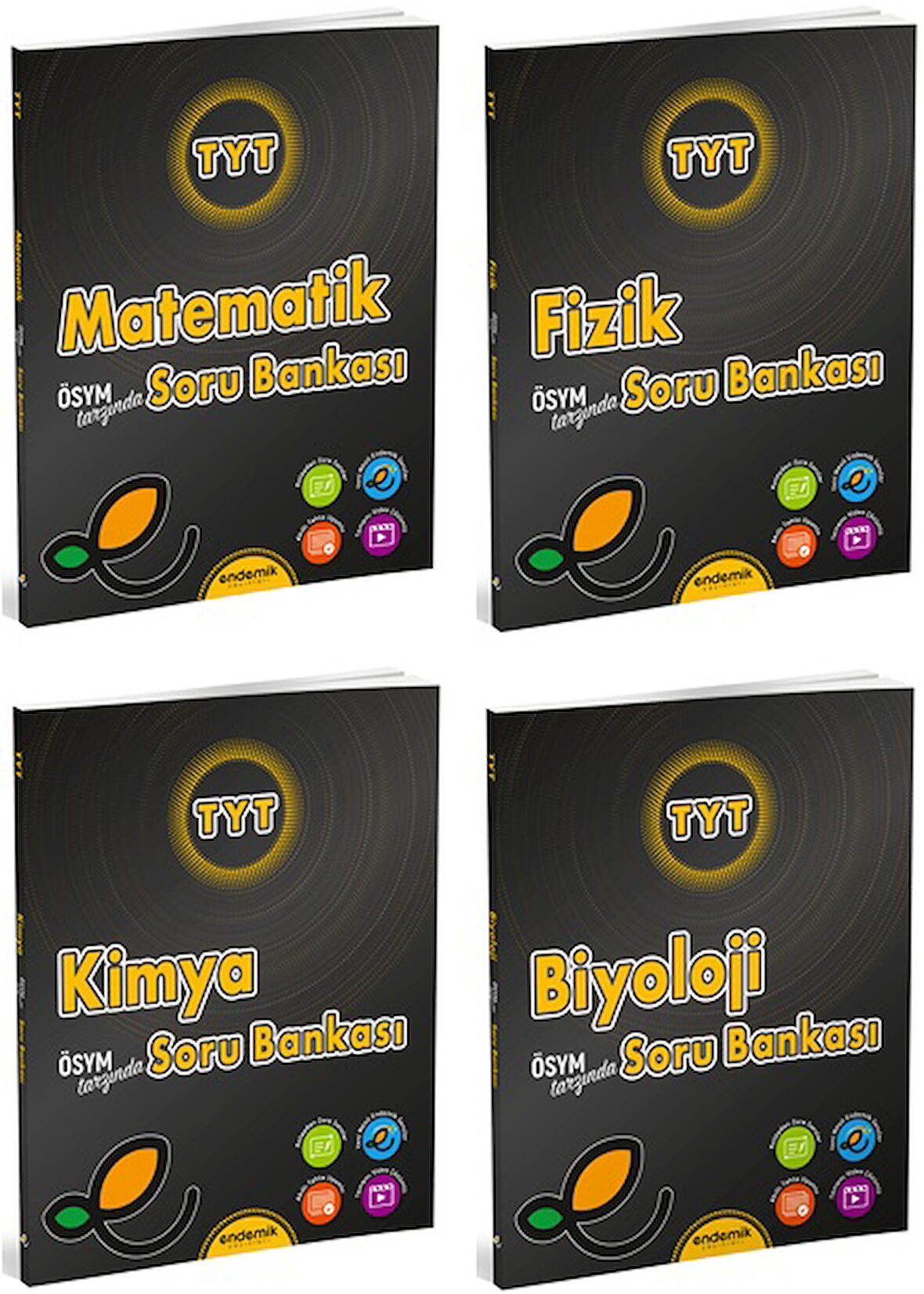 Endemik 2025 Tyt Matematik + Fizik + Kimya + Biyoloji Soru Kitabı Seti 4 Kitap