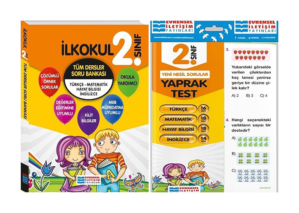 Evrensel İletişim 2. Sınıf Tüm Dersler Soru Bankası + Yaprak Test Seti 2 Kitap 2023